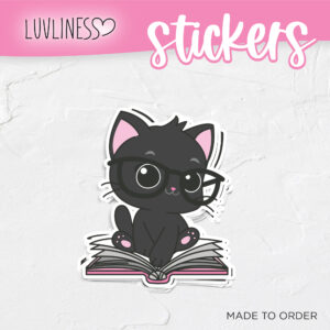 Black Cat in Books Sticker