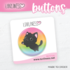 Black Cat on Rainbow Background Button