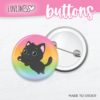 Black Cat on Rainbow Background Button