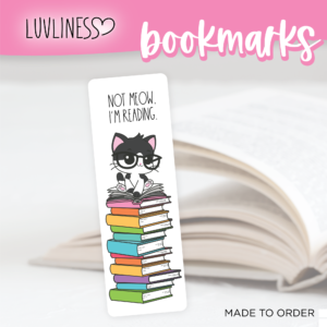 Not Meow, I'm Reading, Cat Bookmark - Black & White Cat