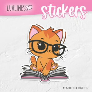 Cat in Book Sticker - Ginger