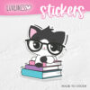 Black & White Cat on Books Sticker