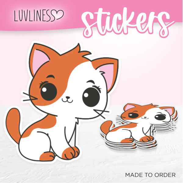 Ginger & White Cat Sitting Pretty Sticker