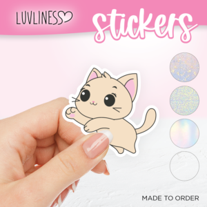 Sticker, Cream Cat Sticker, Waterproof Sticker