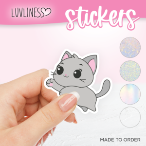 Sticker, Gray Cat Sticker, Waterproof Sticker