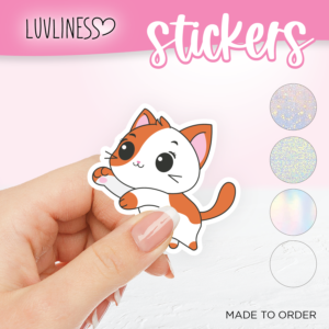 Sticker, White and Ginger Cat Sticker, Waterproof Sticker