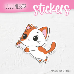 Playful Cat Sticker - Ginger & White