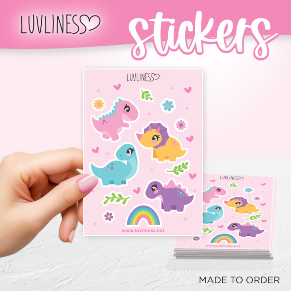 Girl Dinosaur Sticker Sheet