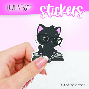 Cat in Book Sticker - Black Cat