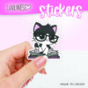 Cat in Book Sticker - Black & White Cat