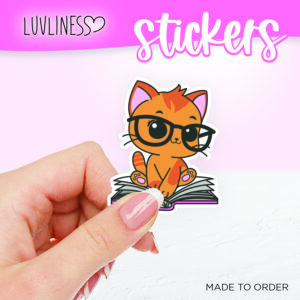 Cat in Book Sticker - Ginger Cat