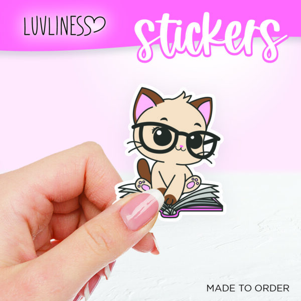 Cat in Book Sticker - Siamese Cat