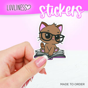 Cat in Book Sticker - Tabby Cat