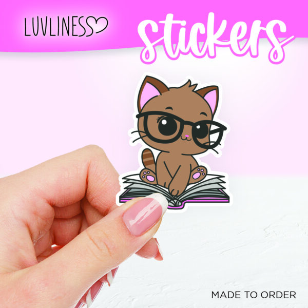 Cat in Book Sticker - Tabby Cat