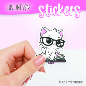 Cat in Book Sticker - White Cat