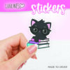 Cat on Books Sticker - Black Cat