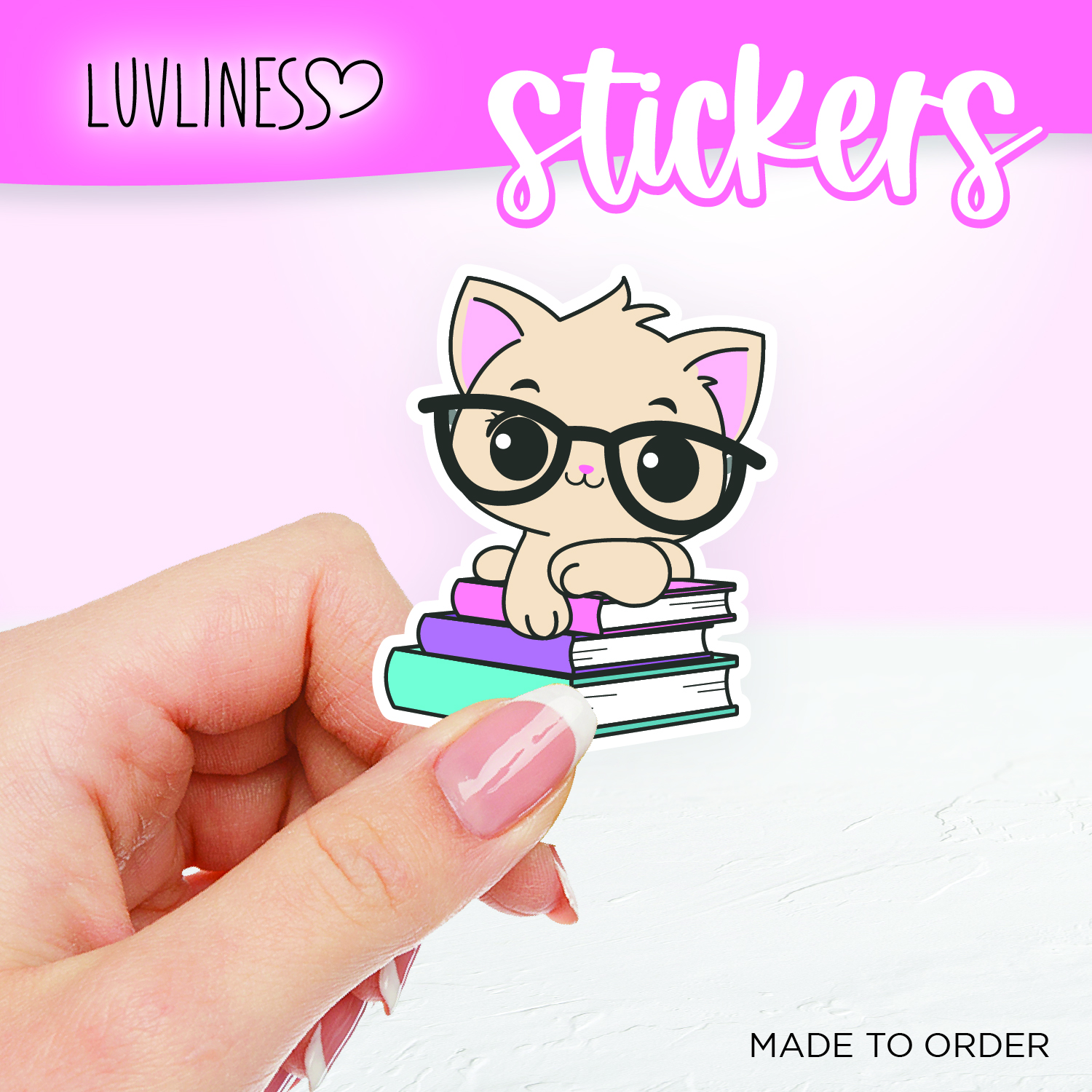 Cat on Books Sticker - Golden Cat Cat on Books Sticker - Golden Cat