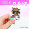 Cat on Books Sticker - Tabby Cat