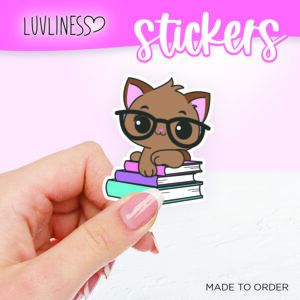 Cat on Books Sticker - Tabby Cat