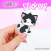 Luvliness Cat Sticker Sitting Pretty - Black & White Cat