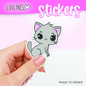 Luvliness Cat Sticker Sitting Pretty - Gray Cat