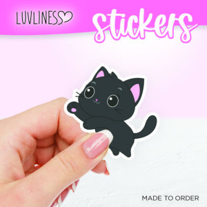 Playful Cat Sticker - Black Cat