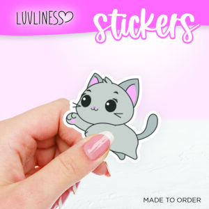 Playful Cat Sticker - Gray Cat