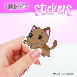 Playful Cat Sticker - Tabby Cat