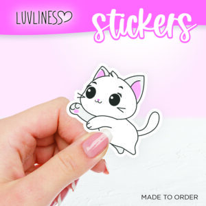 Playful Cat Sticker - White Cat